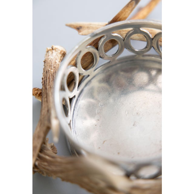 Silver Vintage English Antler & Silver Pewter Wine Coaster For Sale - Image 8 of 10