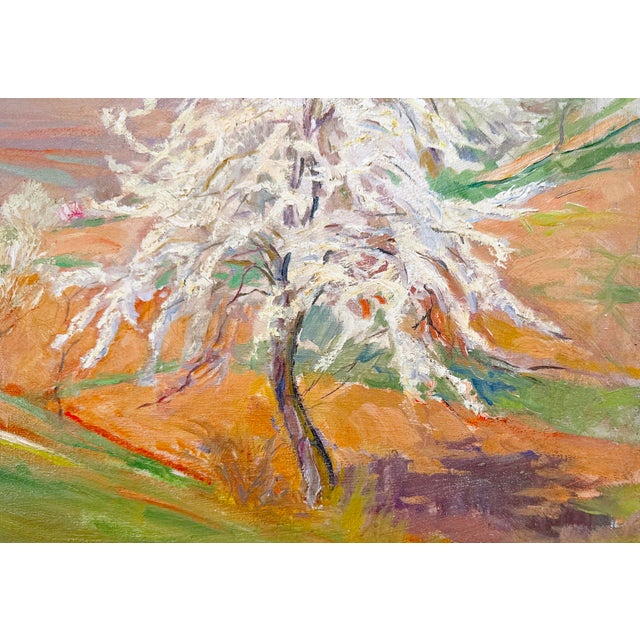 Wilhelm Hempfing, Cherry Blossoms on Bergstraße, 1890s, Oil Painting on Canvas, Framed For Sale - Image 3 of 7