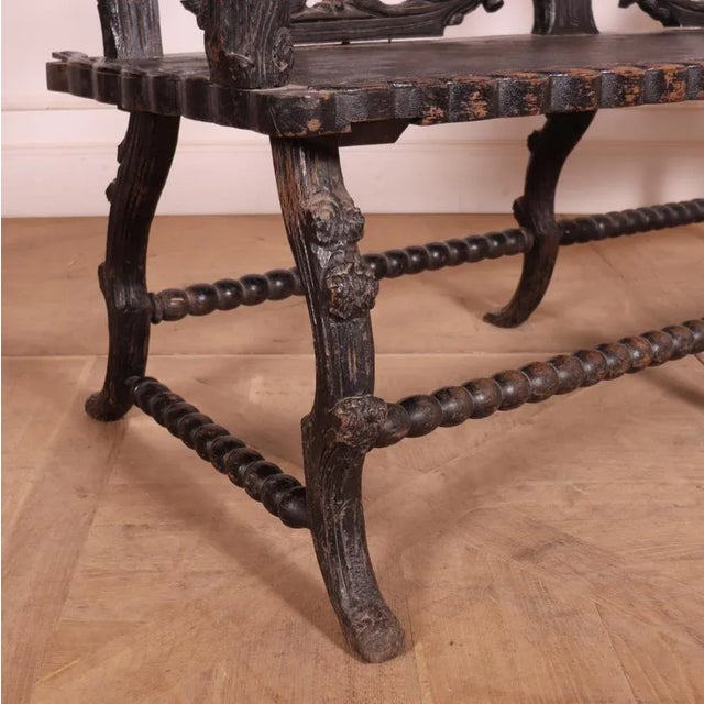 Black Victorian Black Forest Bench For Sale - Image 8 of 11