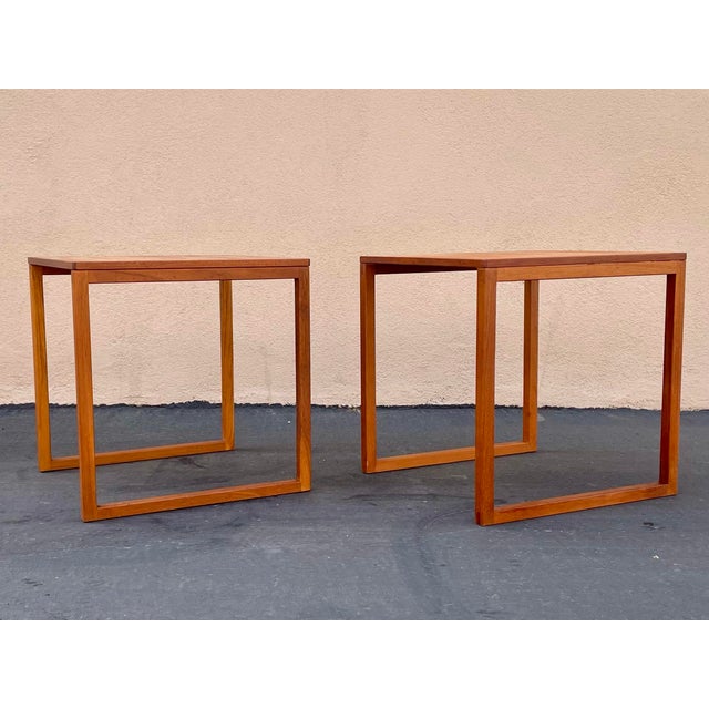 1960s Kai Kristiansen Mid Century Danish Modern Teak Tables - A Pair For Sale - Image 5 of 11