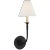 Thomas O'Brien for Visual Comfort Signature Piaf Single Sconce in Aged Iron with Linen Shade For Sale