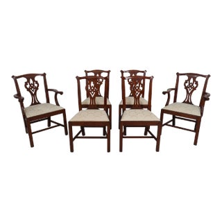 Set of 6 Henkel Harris Cherry Chippendale Dining Room Chairs For Sale