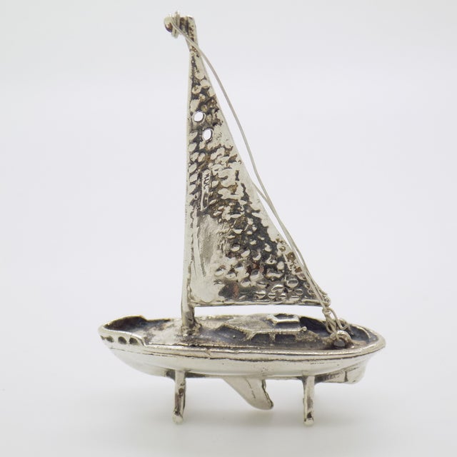 1980s Vintage Italian Handmade Genuine Silver Sailing Ship Figurine, 1980s For Sale - Image 5 of 9