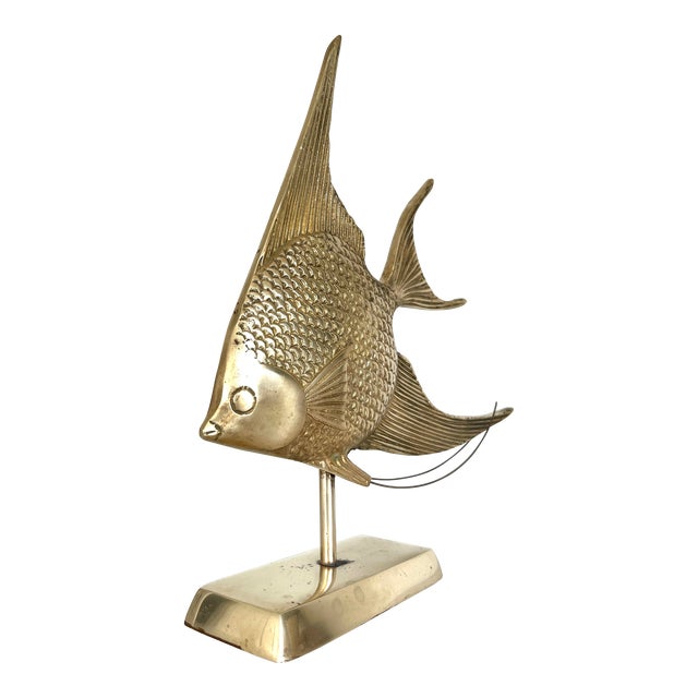 Vintage Brass Angelfish Statue For Sale