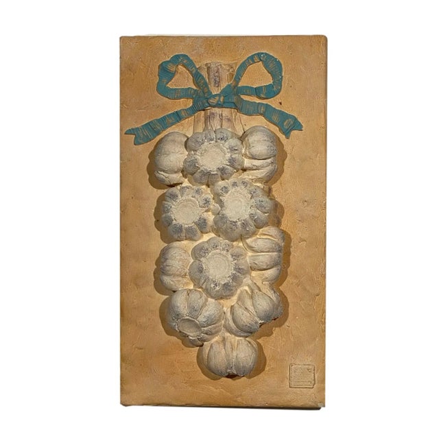 1990s Anna Chandler 1998 Ceramic Garlic Plaque For Sale - Image 5 of 5