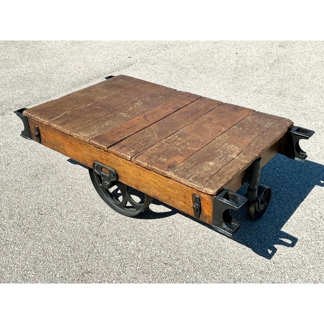 Early 20th Century Vintage Industrial Wagon Coffee Table For Sale - Image 5 of 12