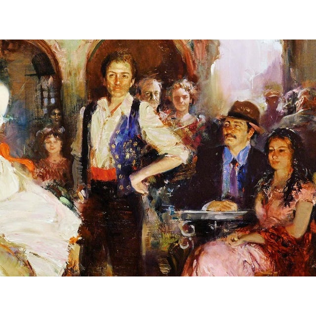 Textile Pino "The Last Dance" on Canvas Hand Signed & Embellished W/ Custom Framed For Sale - Image 7 of 8