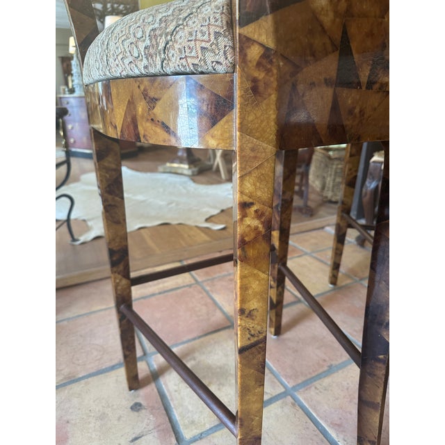 1980s Lacquered Coconut Shell Bar Stools, Set of 3 For Sale - Image 4 of 16