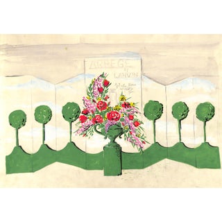 Lanvin Paris Arpege Perfume Floral Topiary C1950s Artwork For Sale