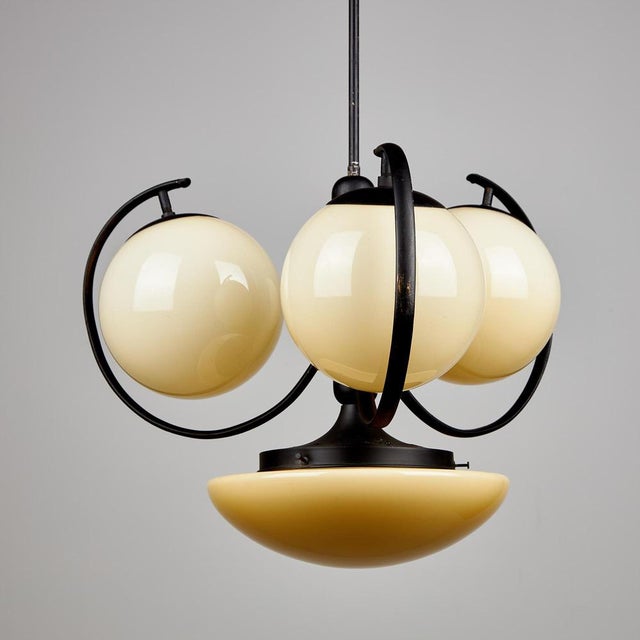 Vintage Metal and Glass Chandelier, 1970s For Sale - Image 13 of 13
