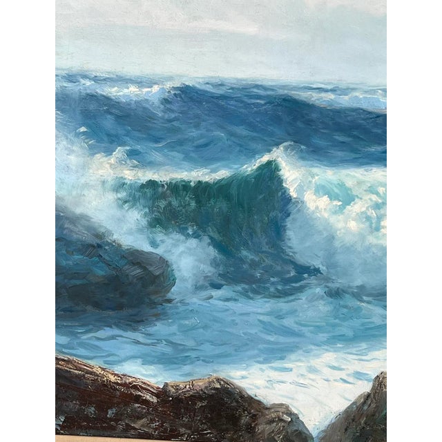 Realism Fred Pye Signed Rocky Seascape Painting, Maine; Oil on Canvas For Sale - Image 3 of 9