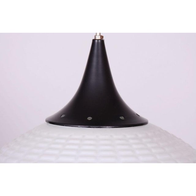Mid-Century Chandelier in Chromed Steel and Opaline Glass, Czech, 1960s For Sale - Image 3 of 13