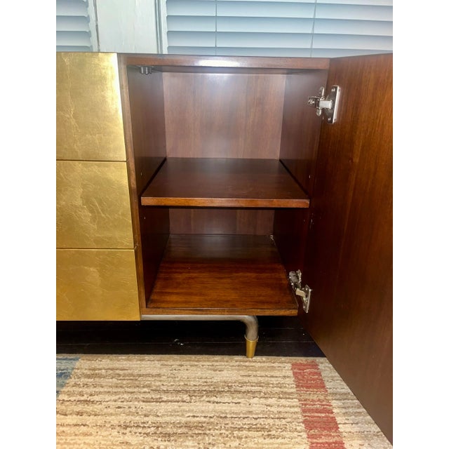 1960s Mid-Century Modern Gold-Toned Media Credenza — Solid Wood For Sale - Image 4 of 12