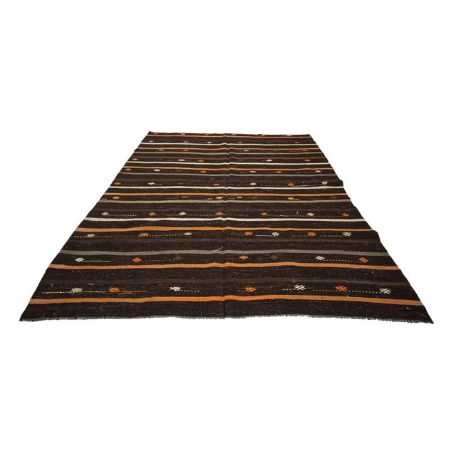 Vintage handwoven decorative kilim rug from Afyon region of Turkey. Approximately 50-60 years old. In very good condition.