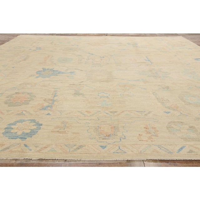 Beige Vintage Modern Oushak Rug - 12'06 X 14'09 For Sale - Image 8 of 9