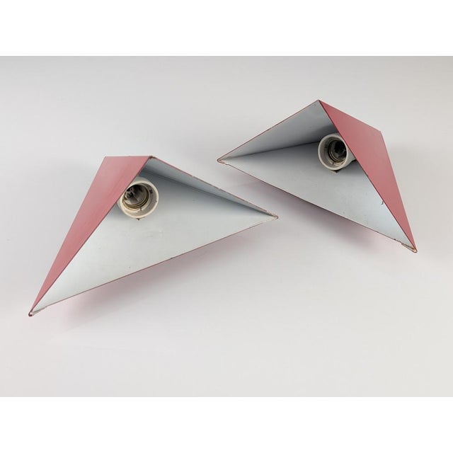 Red Metal Geometric Wall Lights, 1970s, Set of 2 For Sale - Image 4 of 10