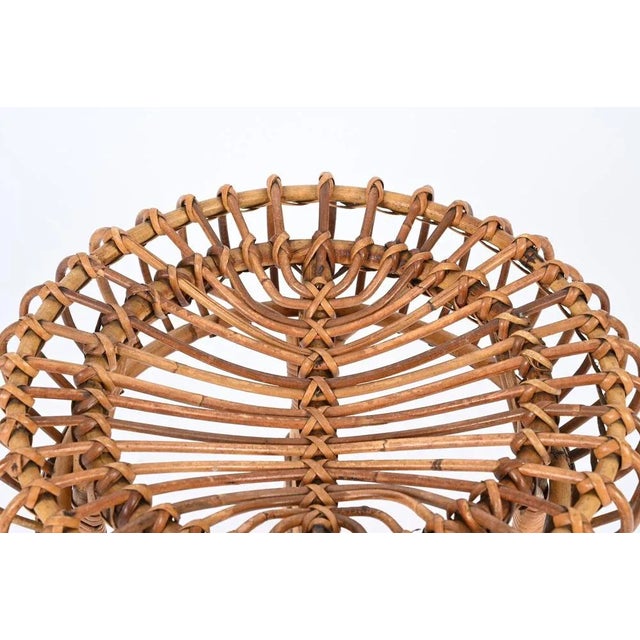 Gold Mid-Century Rattan and Wicker Round Pouf Stool by Franco Albini, Italy, 1960s For Sale - Image 8 of 12