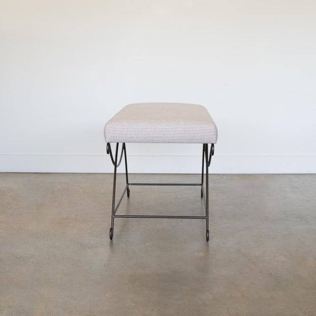 Brown Panoplie Iron Loop Bench, Brown Stripe For Sale - Image 8 of 9