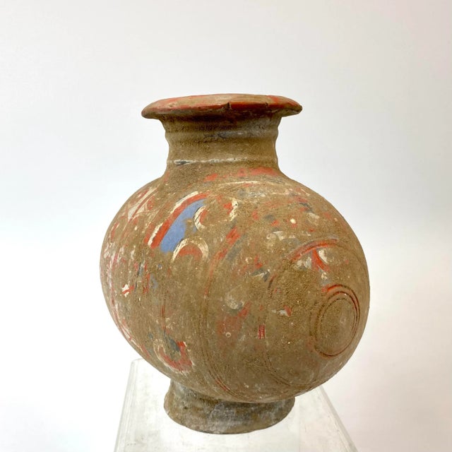 Abstract Han Dynasty Chinese Painted Pottery Cocoon Jar For Sale - Image 3 of 10