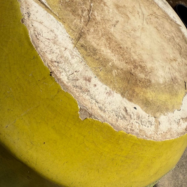 1970s 1970s Mid Century Modern Fun Green & Yellow Glazed Pottery Planter 14”x13” MCM For Sale - Image 5 of 8