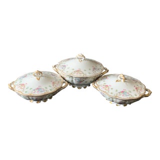 Vintage French Limoges Serving Dishes With Lids- Set of 3 For Sale