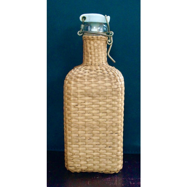 Antique Rattan Travel Drinks Decanter, 1900s For Sale - Image 9 of 9