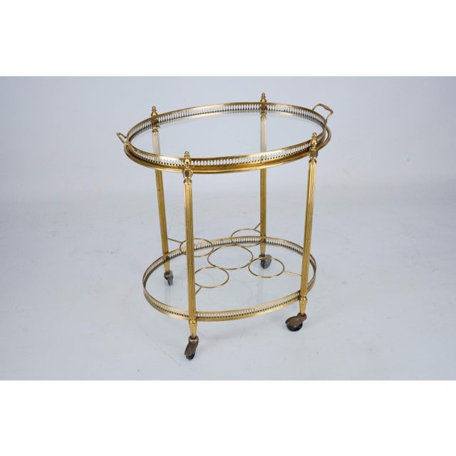 Small Mid-Century Modern Italian Brass Bar Cart with Removable Tray, 1950s For Sale - Image 13 of 16
