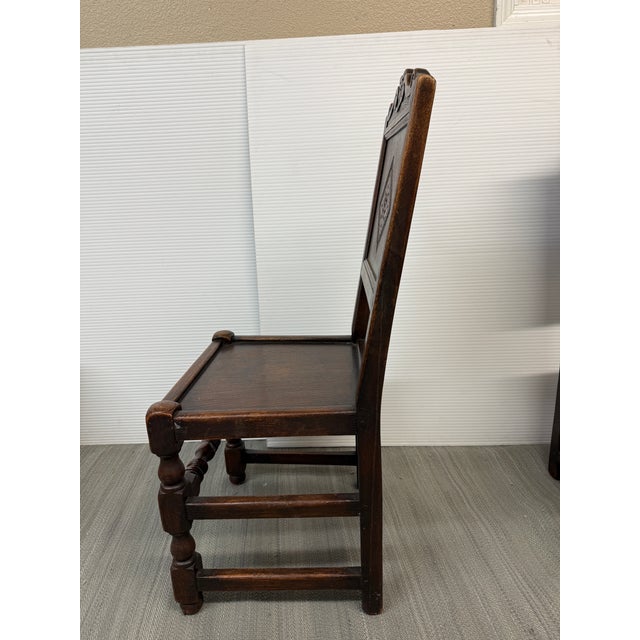 17th Century Oak Wood Side Chairs, Pair For Sale - Image 11 of 12
