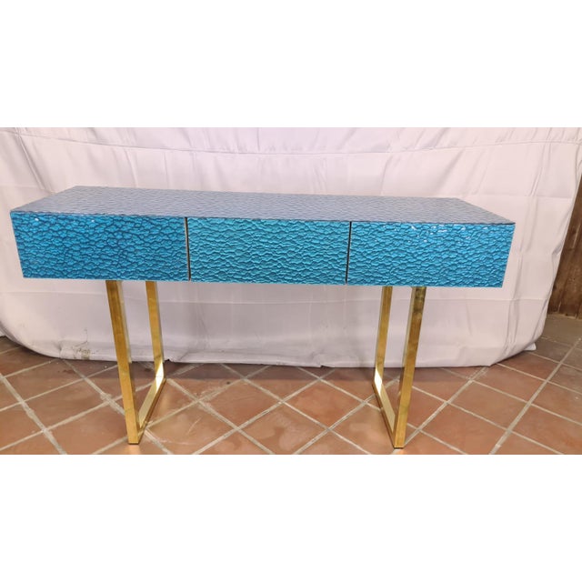Gold Italian Murano Glass Console Table from Justfurnituress SRL For Sale - Image 8 of 18