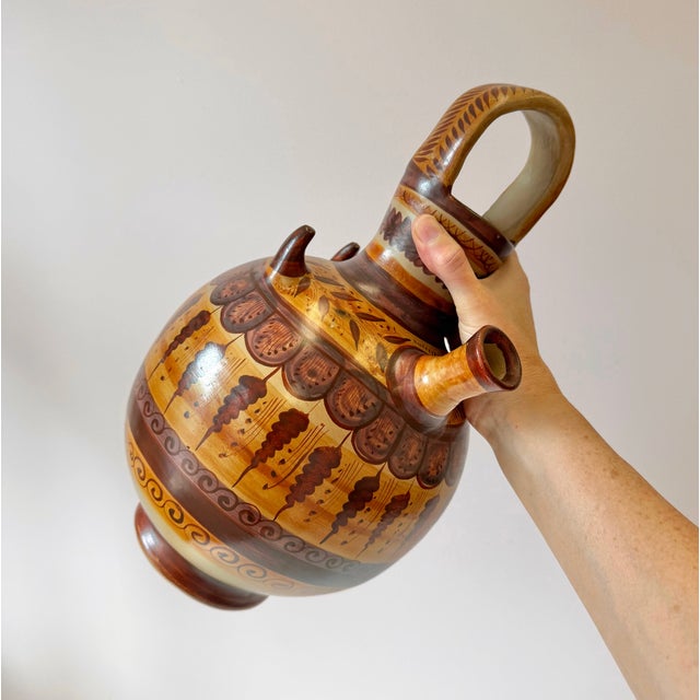 Vintage Handcrafted Mexican Tonala Clay Pottery Water Jug For Sale In New York - Image 6 of 11