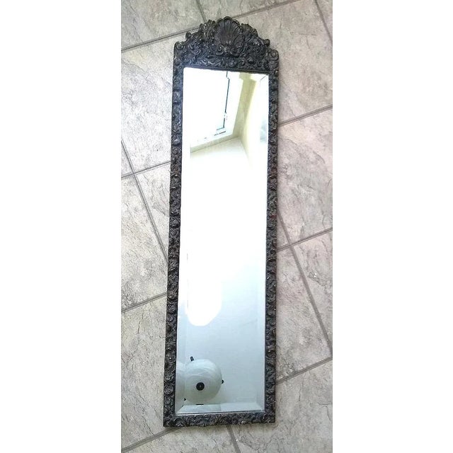 Brown 1970s "j.a. Olson" Carved Wood Framed Mirror & Matching Shelf- 2 Pieces For Sale - Image 8 of 13