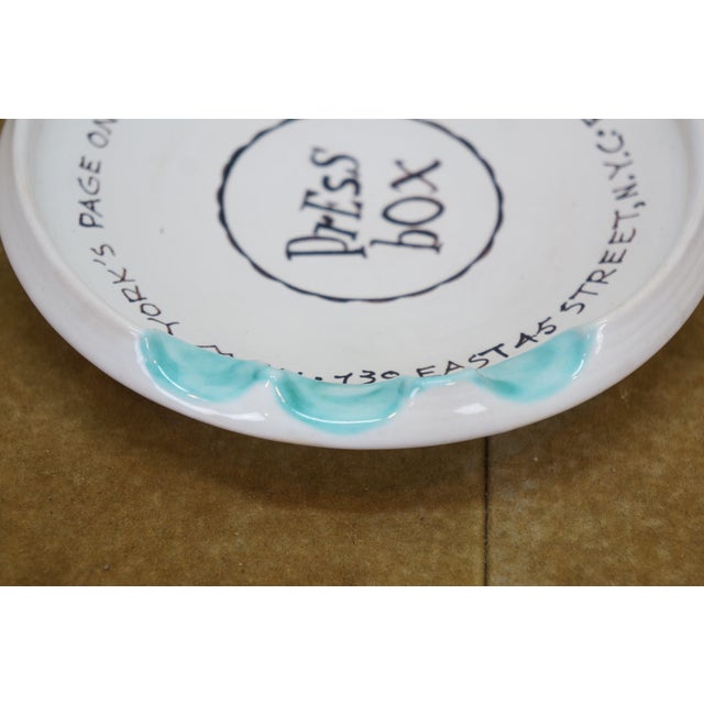1950s Press Box Steakhouse Manhattan Nyc Ashtray by Casa Dell'Arte Italy 6" For Sale - Image 9 of 12