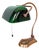 Articulated Brass Bankers Lamp with Green Opaline Shade, 1920s For Sale
