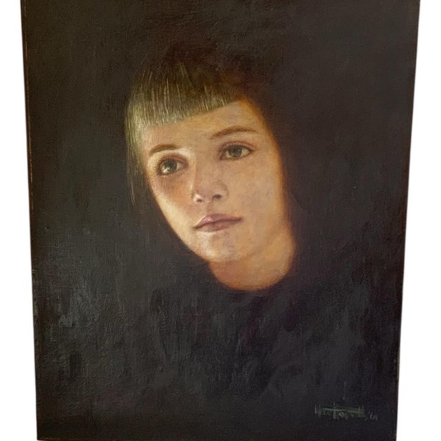 1960s Wade Reynolds (1929–2011) Portrait of a Young Woman, 1964 Oil on Canvas For Sale - Image 5 of 7