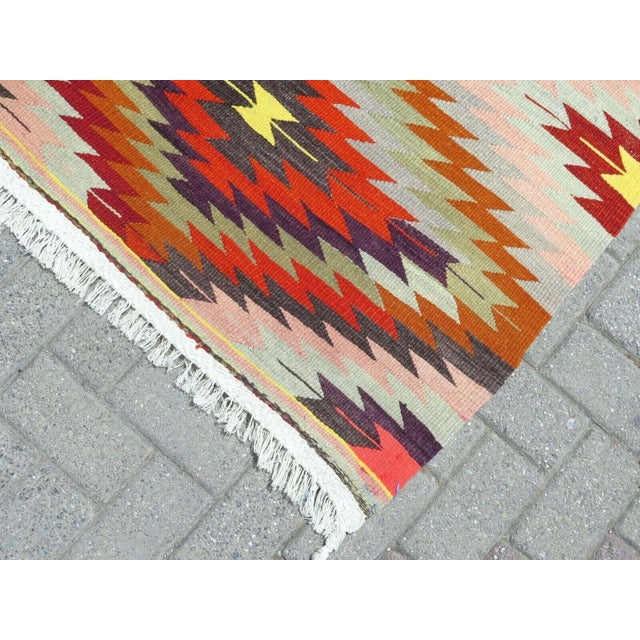 1960s Vintage Handmade Kilim Rug - 67" X 118" For Sale - Image 10 of 12