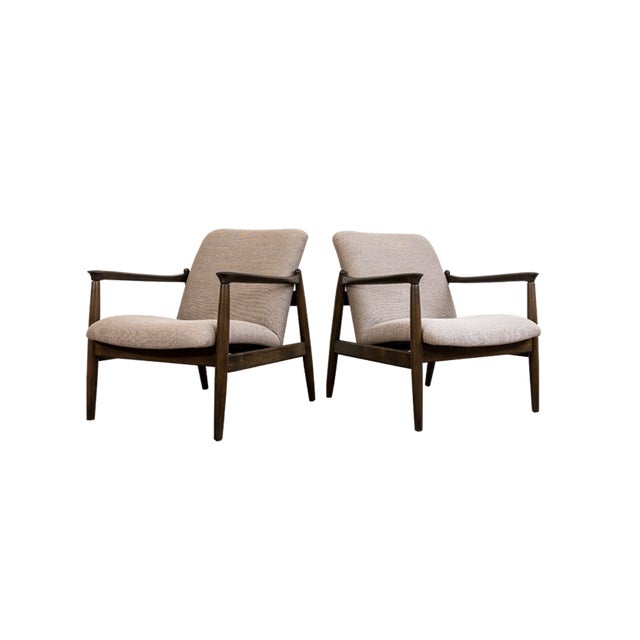 Mid-Century Armchairs GFM-64 by Edmund Homa with Upholstery from Kvadrat, Poland, 1960s, Set of 2 For Sale - Image 15 of 15