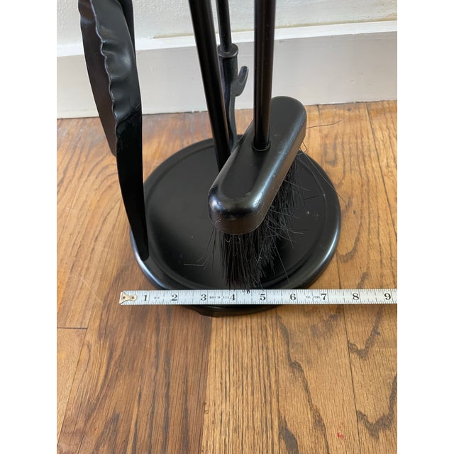 Mid-Century Modern Fireplace Tool Set, Oak & Iron, Seymour Style For Sale - Image 9 of 9