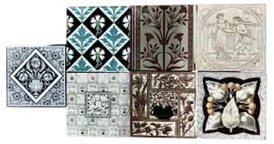 Victorian Ceramic Tiles, Set of 7