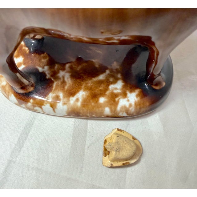 19th Century Rare Early Antique Staffordshire Pottery Brown Drip Glaze Cow Creamer Sculpture For Sale - Image 17 of 17