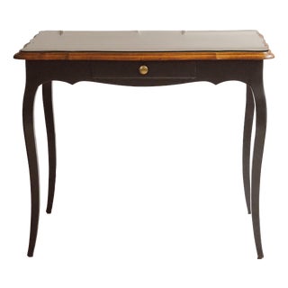 Louis XV Desk in Black with Oak Top and Glass Top For Sale