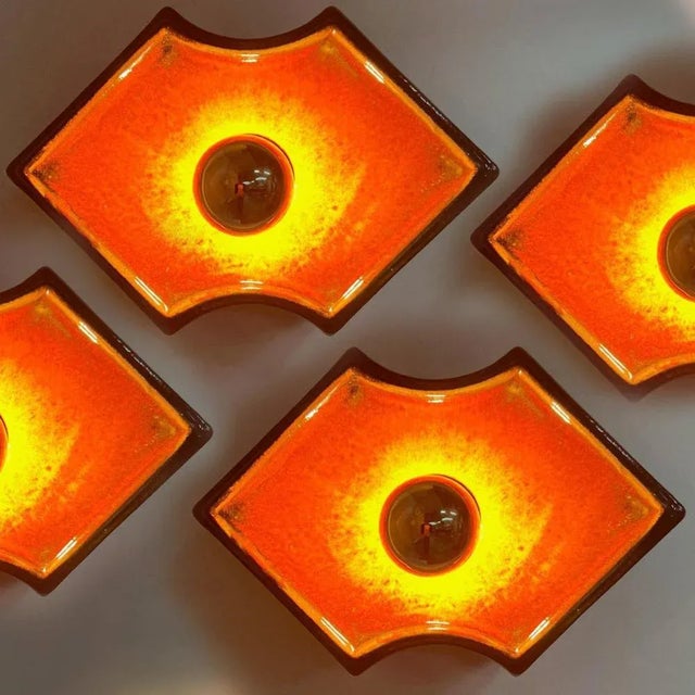 Orange and Brown Ceramic Wall Lights Keramik, Germany, 1970s For Sale - Image 15 of 16