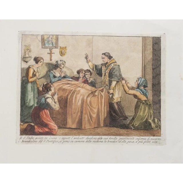 The Holy Father's arrival in Cesena is an original Hand-colored etching artwork realized after the Italian artist...