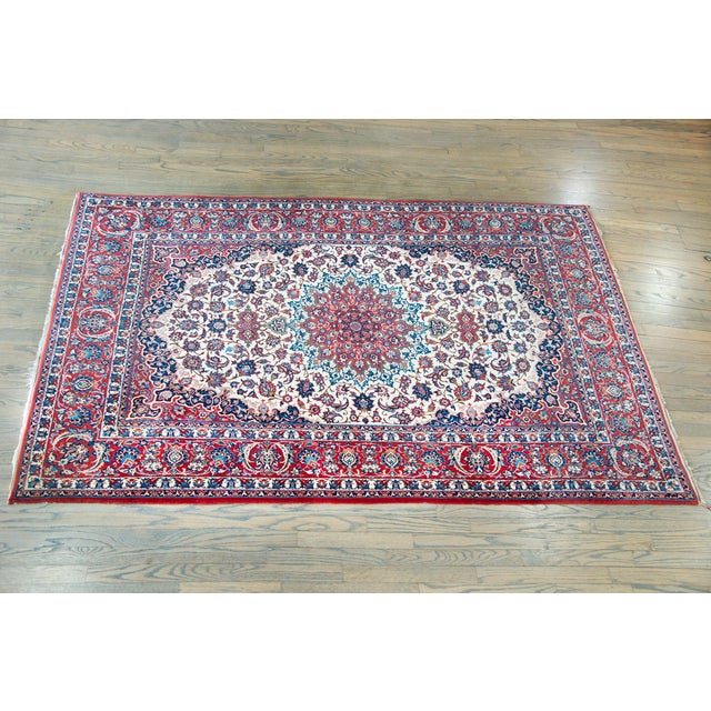 Vintage Persian Isfahan Rug For Sale In Chicago - Image 6 of 15