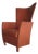 Vintage Italian Sculptural High-Back Leather Armchair For Sale
