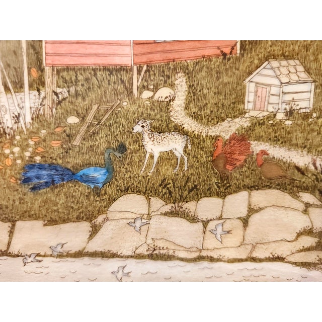 Final Clearance Thru 2025 Cuca Romley b.1933 Signed Folk Art American Lifestyle Painted Etched Drawing of 20th Century For Sale In Las Vegas - Image 6 of 18