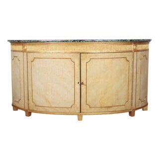 English Marble Top Demi-Lune Side Cabinet For Sale