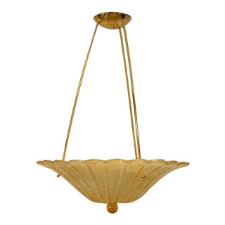 1990s Modern Murano Ambe Glass Pendant Lamp For Sale