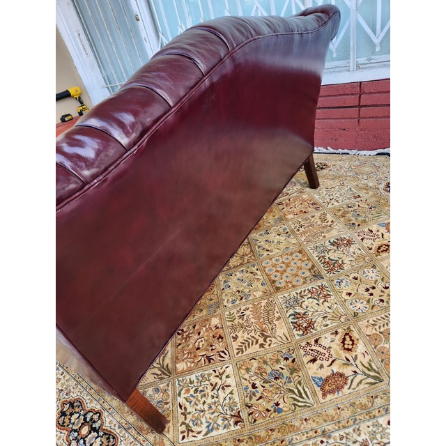 Vintage Chesterfield Tufted Leather Loveseat For Sale - Image 9 of 12