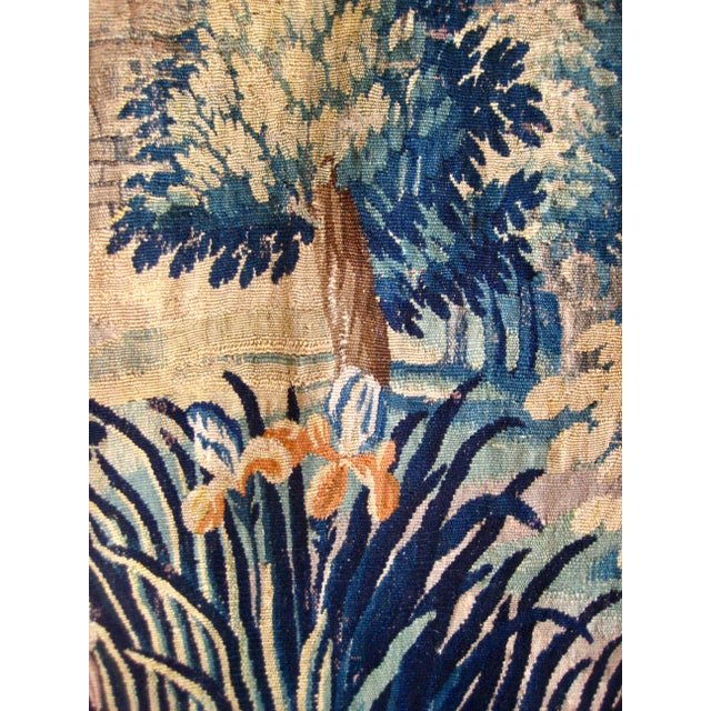 Green French Aubusson Verdure Tapestry Two Herons on a Lake Circa 1700s For Sale - Image 8 of 12