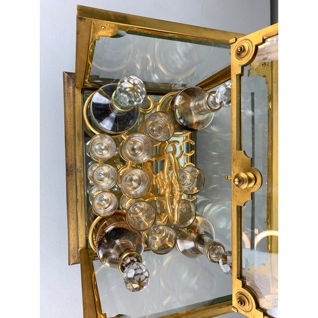 Metal 1960s Vintage Brass and Glass Liqueur Box Set For Sale - Image 7 of 12